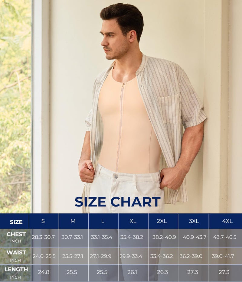 TAILONG Men Compression Shirt For Body Slimming Tank Top shaper Tight Undershirt Tummy Control Girdle (Large, Beige) - Image 5